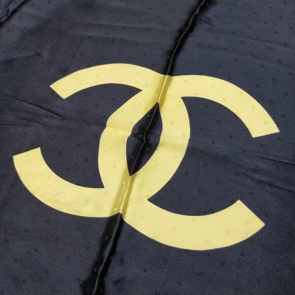 100% Authentic Chanel Scarf Navy Blue Silk100% - Picture 8 of 9